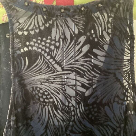 Free People Ellie Burnout Velvet Knit Dress Tunic Studded Uneck Sz m Navy - Picture 8 of 13